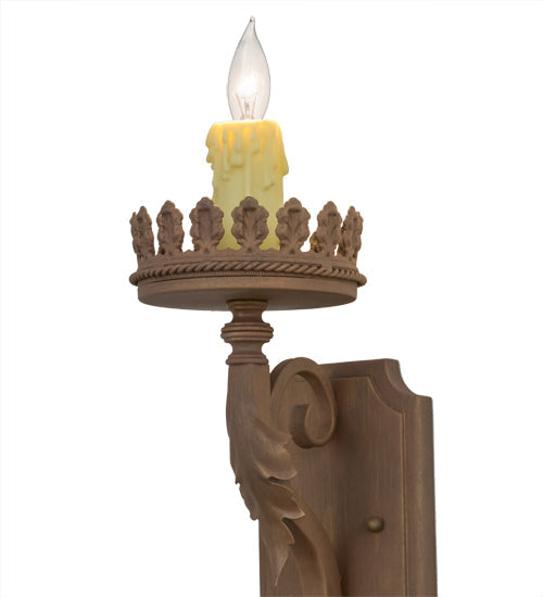 Meyda Lighting Nordic 7" Cortez Gold Wall Sconce With Ivory Faux Candlelight