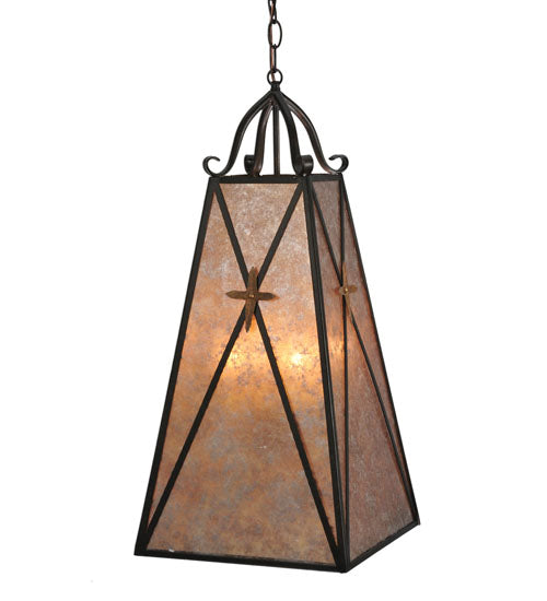Meyda Lighting North Star 17" 4-Light Coffee Bean Pendant Light With Silver Mica Shade Glass