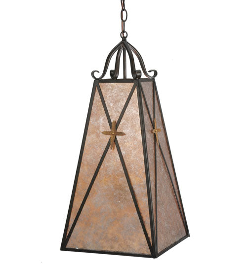 Meyda Lighting North Star 17" 4-Light Coffee Bean Pendant Light With Silver Mica Shade Glass