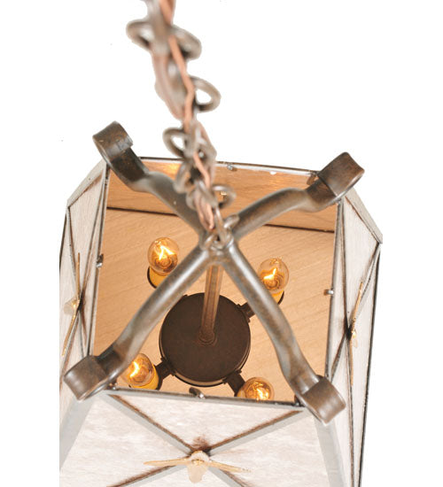 Meyda Lighting North Star 17" 4-Light Coffee Bean Pendant Light With Silver Mica Shade Glass