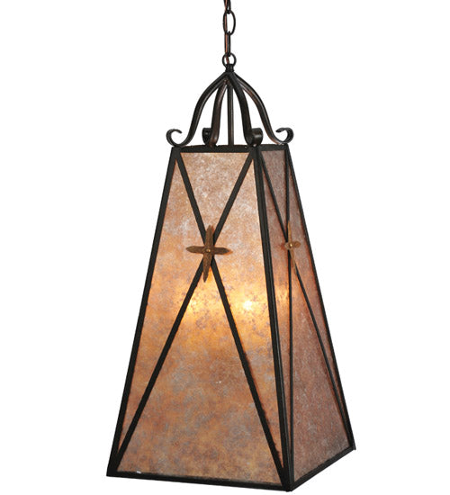 Meyda Lighting North Star 17" 4-Light Coffee Bean Pendant Light With Silver Mica Shade Glass