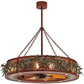 Meyda Lighting Northwoods Bear 50" 12-Light Rust & Green Branches Pine Branch Chandelier With Silver Mica Shade Glass and Fan