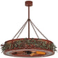Meyda Lighting Northwoods Bear 50" 12-Light Rust & Green Branches Pine Branch Chandelier With Silver Mica Shade Glass and Fan