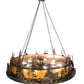 Meyda Lighting Northwoods Bear at Dusk 66" 12-Light Antique Copper Inverted Pendant Light With Amber Mica Shade Glass