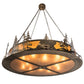 Meyda Lighting Northwoods Bear at Dusk 66" 12-Light Antique Copper Inverted Pendant Light With Amber Mica Shade Glass