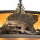 Meyda Lighting Northwoods Bear at Dusk 66" 12-Light Antique Copper Inverted Pendant Light With Amber Mica Shade Glass
