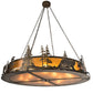 Meyda Lighting Northwoods Bear at Dusk 66" 12-Light Antique Copper Inverted Pendant Light With Amber Mica Shade Glass
