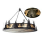 Meyda Lighting Northwoods Bear at Dusk 67" 12-Light Black Inverted Pendant Light With Silver Mica Shade Glass