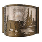 Meyda Lighting Northwoods Bear at Lake 12" Antique Copper Wall Sconce With Silver Mica Shade Glass
