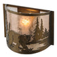 Meyda Lighting Northwoods Bear at Lake 12" Antique Copper Wall Sconce With Silver Mica Shade Glass