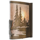 Meyda Lighting Northwoods Bear at Lake 12" Antique Copper Wall Sconce With Silver Mica Shade Glass