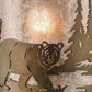 Meyda Lighting Northwoods Bear at Lake 12" Antique Copper Wall Sconce With Silver Mica Shade Glass