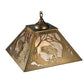 Meyda Lighting Northwoods Leaping Bass 16"Sq 2-Lights Antique Copper Pendant Light With Silver Mica Shade Glass