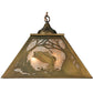 Meyda Lighting Northwoods Leaping Bass 16"Sq 2-Lights Antique Copper Pendant Light With Silver Mica Shade Glass