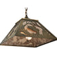 Meyda Lighting Northwoods Leaping Bass 16"Sq 2-Lights Antique Copper Pendant Light With Silver Mica Shade Glass