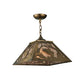 Meyda Lighting Northwoods Leaping Bass 16"Sq 2-Lights Antique Copper Pendant Light With Silver Mica Shade Glass