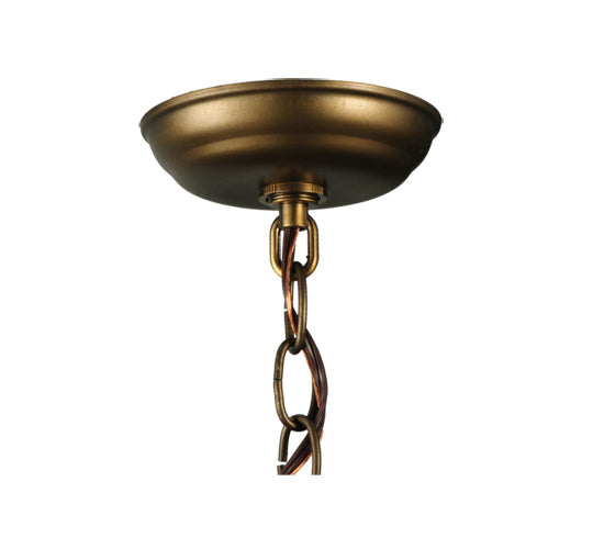 Meyda Lighting Northwoods Leaping Bass 16"Sq 2-Lights Antique Copper Pendant Light With Silver Mica Shade Glass