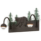 Meyda Lighting Northwoods Lone Bear 16" 2-Light Oil Rubbed Bronze & Green Trees Vanity Light With White Opal Shade Glass