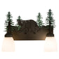 Meyda Lighting Northwoods Lone Bear 16" 2-Light Oil Rubbed Bronze & Green Trees Vanity Light With White Opal Shade Glass