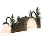 Meyda Lighting Northwoods Lone Bear 16" 2-Light Oil Rubbed Bronze & Green Trees Vanity Light With White Opal Shade Glass