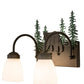 Meyda Lighting Northwoods Lone Bear 16" 2-Light Oil Rubbed Bronze & Green Trees Vanity Light With White Opal Shade Glass