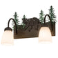 Meyda Lighting Northwoods Lone Bear 16" 2-Light Oil Rubbed Bronze & Green Trees Vanity Light With White Opal Shade Glass