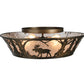 Meyda Lighting Northwoods Moose at Dawn 22" 4-Light Antique Copper Flush Mount Light With Silver Mica Shade Glass