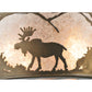 Meyda Lighting Northwoods Moose at Dawn 22" 4-Light Antique Copper Flush Mount Light With Silver Mica Shade Glass