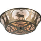 Meyda Lighting Northwoods Moose at Dawn 22" 4-Light Antique Copper Flush Mount Light With Silver Mica Shade Glass