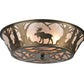 Meyda Lighting Northwoods Moose at Dawn 22" 4-Light Antique Copper Flush Mount Light With Silver Mica Shade Glass