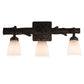 Meyda Lighting Northwoods Pine 22" 3-Light Brown Bark Goblet Vanity Light With White Opal Shade Glass