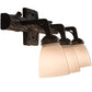 Meyda Lighting Northwoods Pine 22" 3-Light Brown Bark Goblet Vanity Light With White Opal Shade Glass