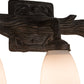 Meyda Lighting Northwoods Pine 22" 3-Light Brown Bark Goblet Vanity Light With White Opal Shade Glass