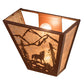 Meyda Lighting Northwoods Wolf on the Loose 13" 2-Light Rust Wall Sconce With Silver Mica Shade Glass