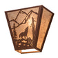 Meyda Lighting Northwoods Wolf on the Loose 13" 2-Light Rust Wall Sconce With Silver Mica Shade Glass