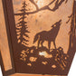 Meyda Lighting Northwoods Wolf on the Loose 13" 2-Light Rust Wall Sconce With Silver Mica Shade Glass