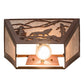 Meyda Lighting Northwoods Wolf on the Loose 13" 2-Light Rust Wall Sconce With Silver Mica Shade Glass