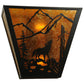 Meyda Lighting Northwoods Wolf on the Loose 13" 2-Light Textured Black Wall Sconce With Amber Mica Shade Glass