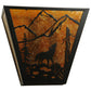 Meyda Lighting Northwoods Wolf on the Loose 13" 2-Light Textured Black Wall Sconce With Amber Mica Shade Glass