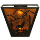 Meyda Lighting Northwoods Wolf on the Loose 13" 2-Light Textured Black Wall Sconce With Amber Mica Shade Glass