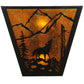 Meyda Lighting Northwoods Wolf on the Loose 13" 2-Light Textured Black Wall Sconce With Amber Mica Shade Glass