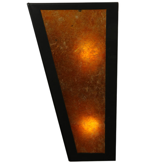 Meyda Lighting Northwoods Wolf on the Loose 13" 2-Light Textured Black Wall Sconce With Amber Mica Shade Glass