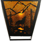 Meyda Lighting Northwoods Wolf on the Loose 13" 2-Light Textured Black Wall Sconce With Amber Mica Shade Glass