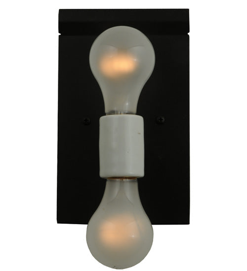 Meyda Lighting Northwoods Wolf on the Loose 13" 2-Light Textured Black Wall Sconce With Amber Mica Shade Glass