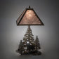 Meyda Lighting Northwoods Wolf on the Loose 21" 2-Light Antique Copper Table Lamp With Silver Mica Shade Glass