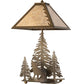 Meyda Lighting Northwoods Wolf on the Loose 21" 2-Light Antique Copper Table Lamp With Silver Mica Shade Glass