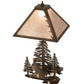 Meyda Lighting Northwoods Wolf on the Loose 21" 2-Light Antique Copper Table Lamp With Silver Mica Shade Glass