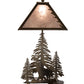 Meyda Lighting Northwoods Wolf on the Loose 21" 2-Light Antique Copper Table Lamp With Silver Mica Shade Glass