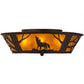 Meyda Lighting Northwoods Wolf on the Loose 23" 4-Light Oil Rubbed Bronze Flush Mount Light With Amber Mica Shade Glass