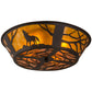 Meyda Lighting Northwoods Wolf on the Loose 23" 4-Light Oil Rubbed Bronze Flush Mount Light With Amber Mica Shade Glass